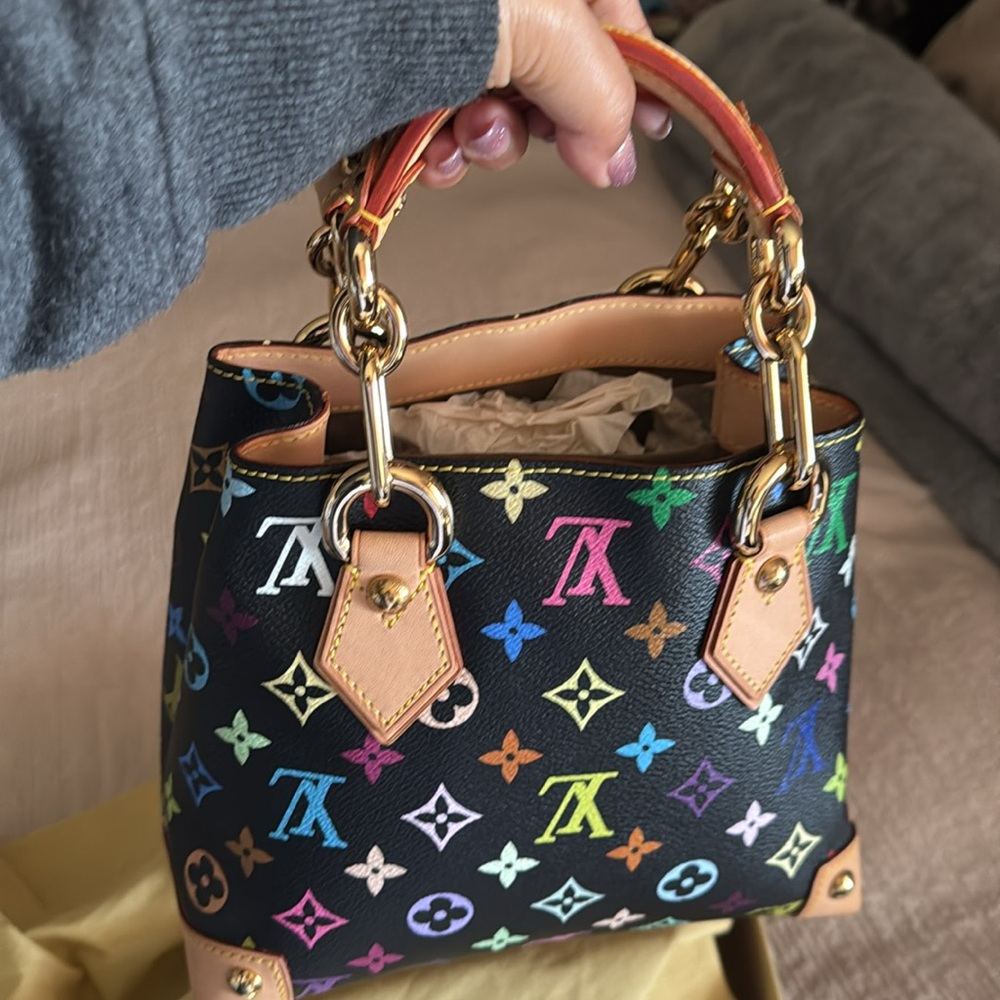 Authentic Louis Vuitton Black Monogram Multicolor Audra Handbag 2005 Y2K